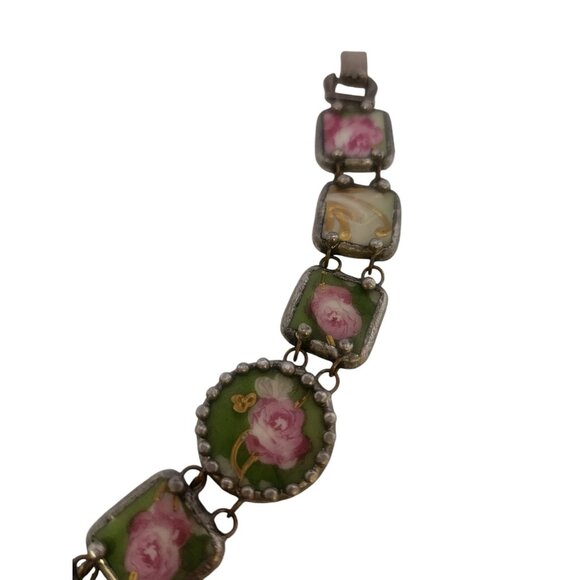 Unusual Porcelain Flower Tile Bracelet (A5650) - Picture 3 of 5
